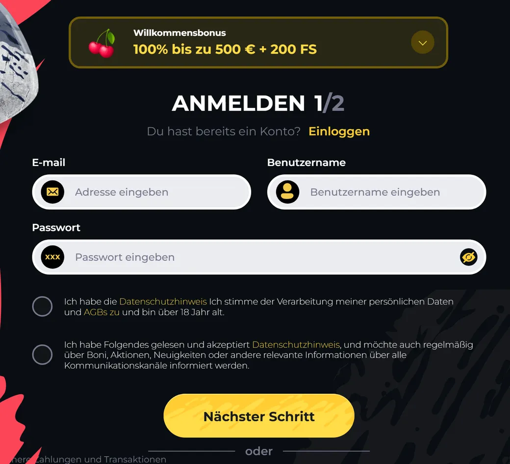 registrieren boomerang casino